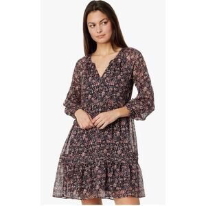 Faherty Silk Cotton Sage Wood Stargaze Bloom Mini Dress Medium Boho Layered
